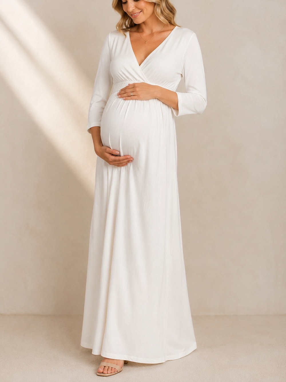 Soft Stretch Maternity Engagement Maxi Dress